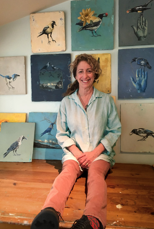 Gina-Fiedel-9-5-16-2843b Gina Fiedel with her paintings