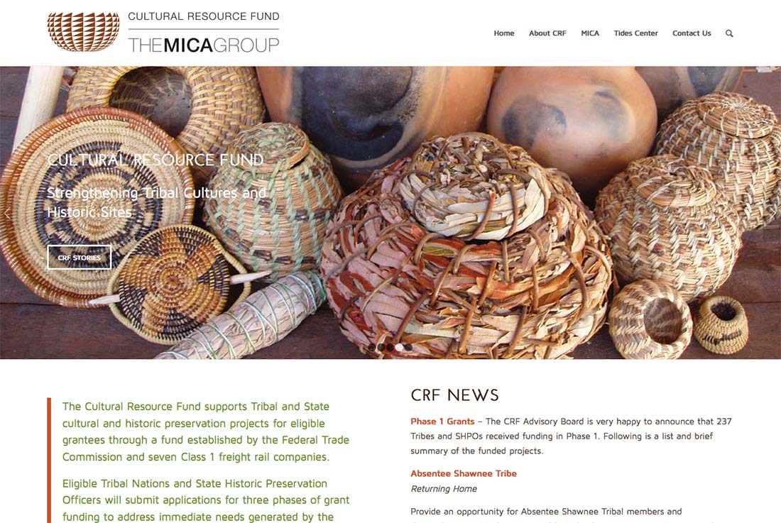 Cultural Resource Fund Home page image of native baskets