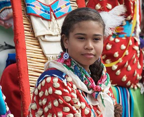female in Native American dress