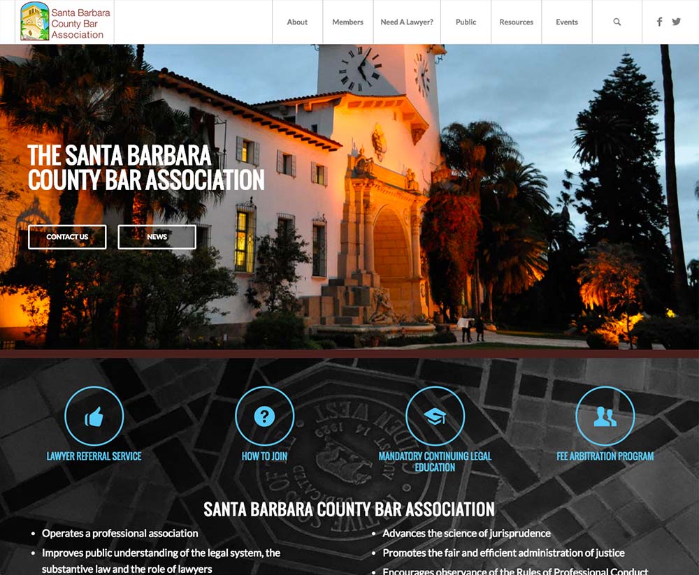 SB County Bar website example Santa Barbara web design & development