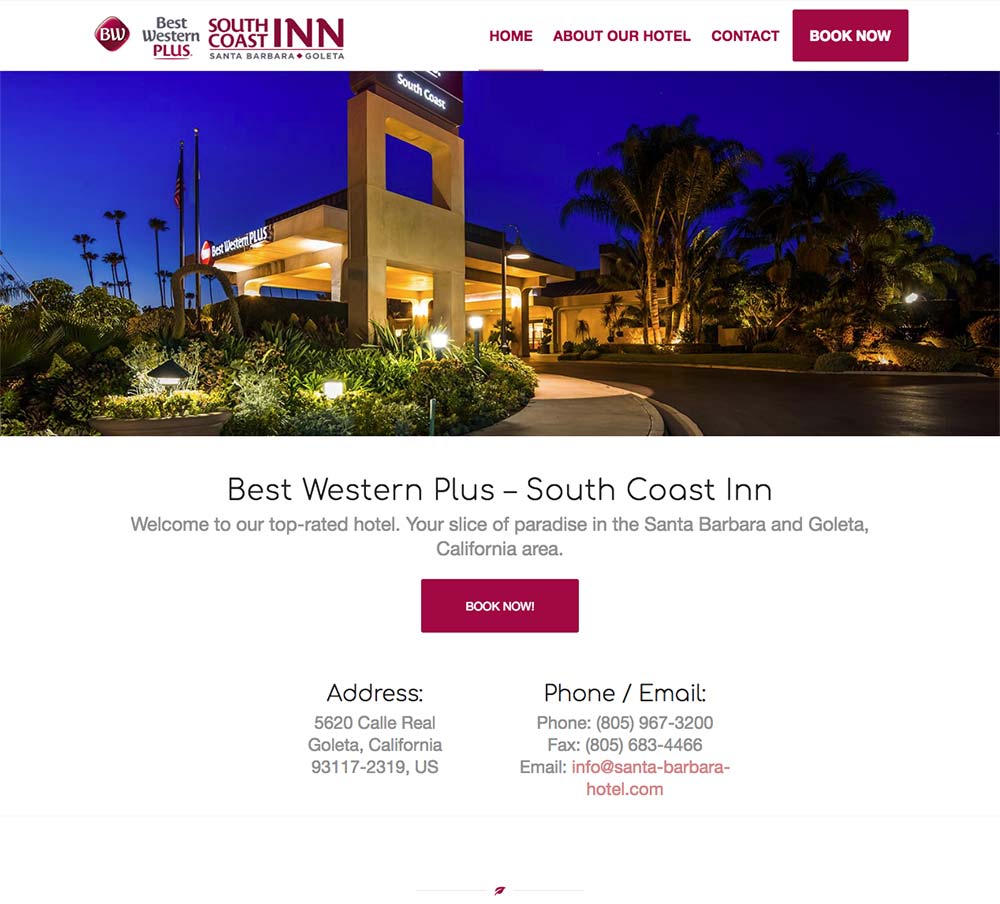 Best Western South Coast Inn entrance and contact information