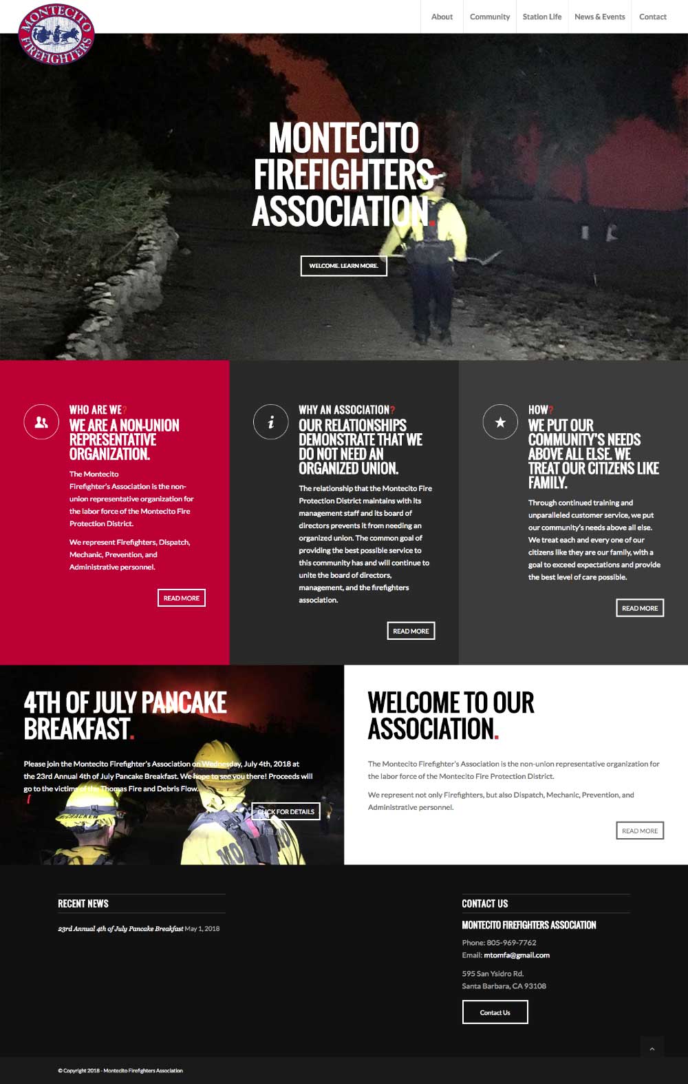 Montecito Firefighters Association site example Santa Barbara web design & development