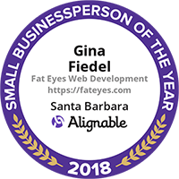 Gina Fiedel Santa Barbara Web Design Alignable 2018 Small Business Person of The Year Badge for web development Santa Barbara