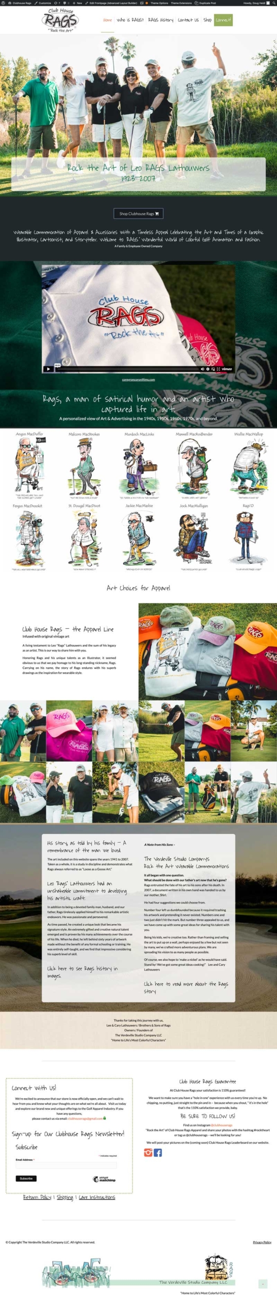 Clubhouse Rags homepage screenshot